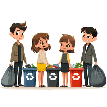 爱护环境垃圾分类场景