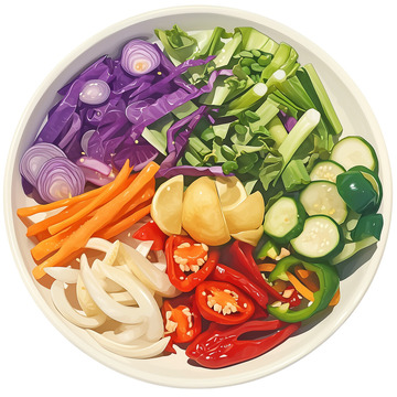 蔬菜拼盘蔬菜洋葱辣椒黄瓜大蒜芹菜