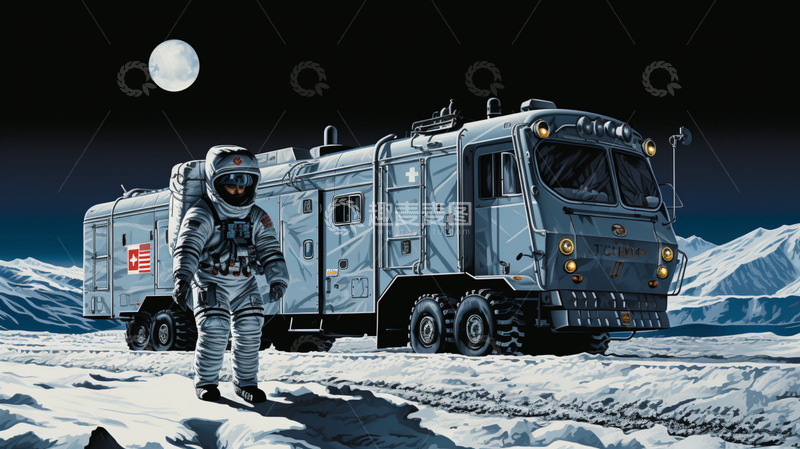 高清大图下载【趣麦麦图】未来科技宇宙宇航员月球