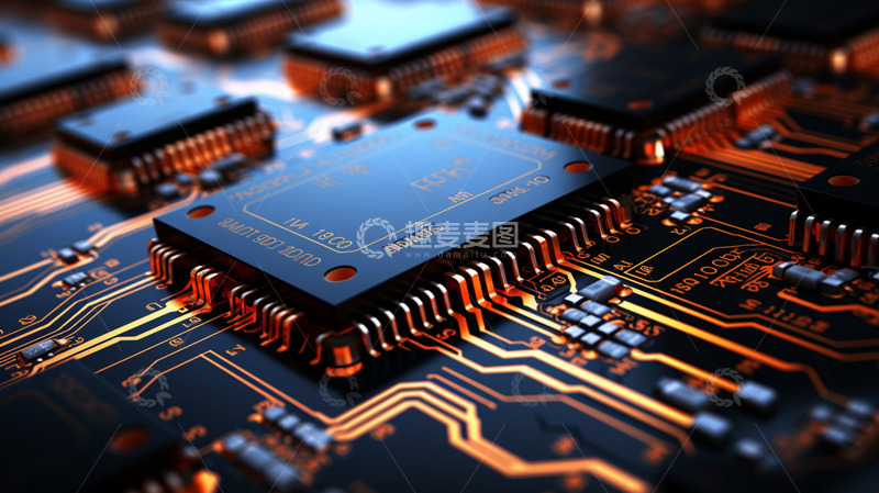 高清大图下载【趣麦麦图】未来科技芯片金色金属电路