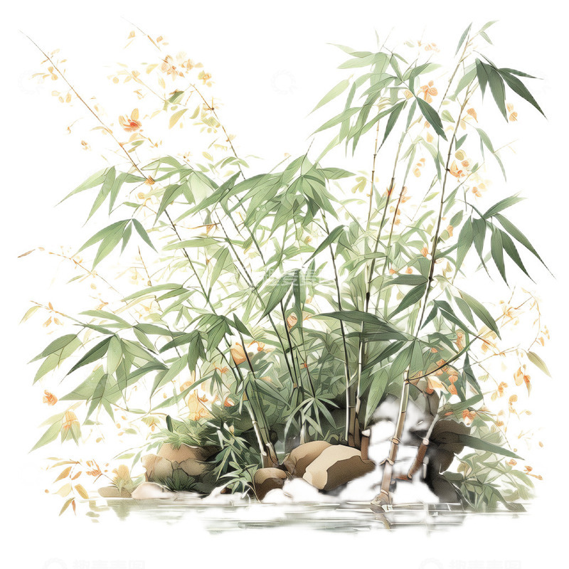 高清大图下载【趣麦麦图】竹中国风工笔水墨