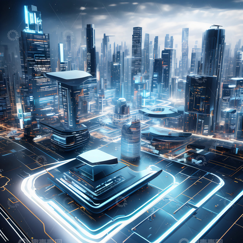 高清大图下载【趣麦麦图】未来城市俯视科技