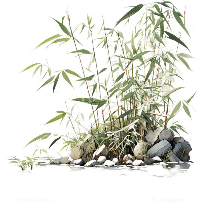 高清大图下载【趣麦麦图】中国风工笔水墨竹