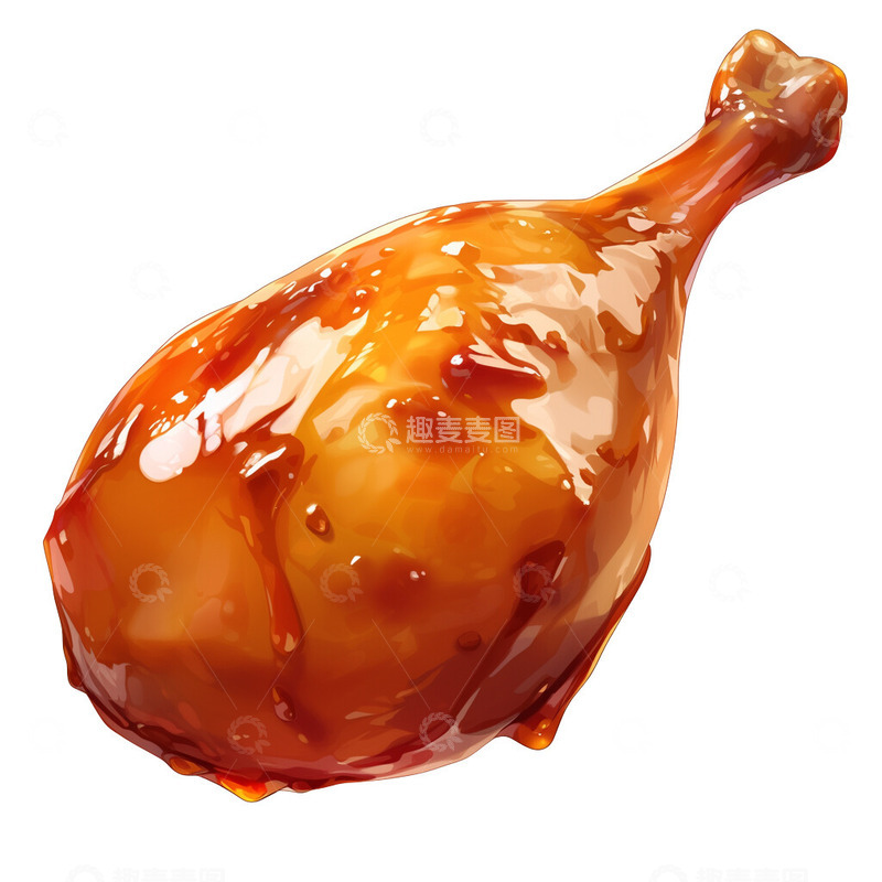 高清大图下载【趣麦麦图】照烧鸡腿酱汁美味鸡腿插画2