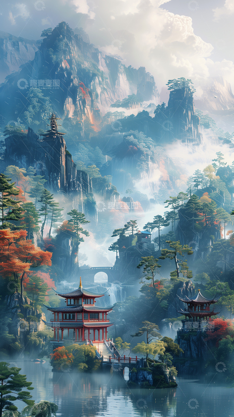 高清大图下载【趣麦麦图】中国风水墨山水