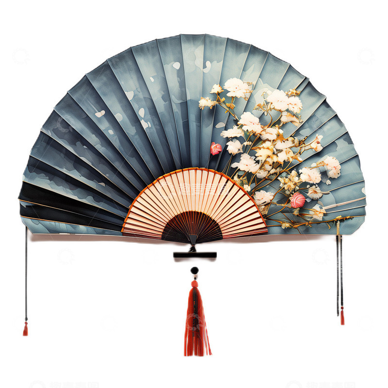 高清大图下载【趣麦麦图】手绘水彩工笔中国风扇子水墨