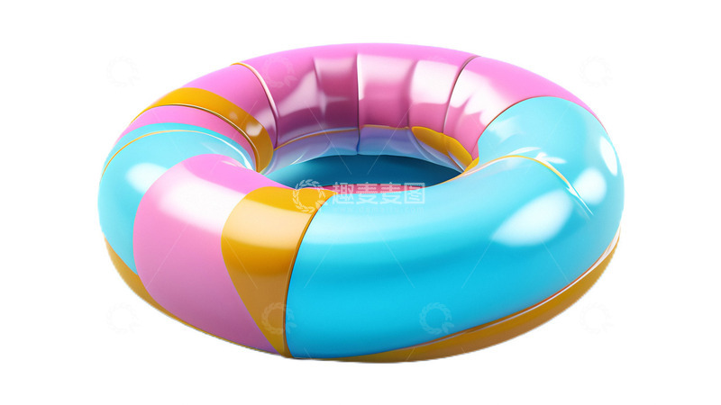 高清大图下载【趣麦麦图】夏日充气救生圈3D立体游泳圈