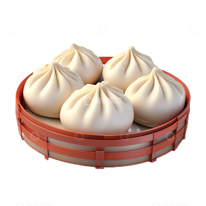 高清大图下载【趣麦麦图】食物3D立体中餐包子蒸笼