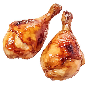 烤鸡腿美味鸡腿插画