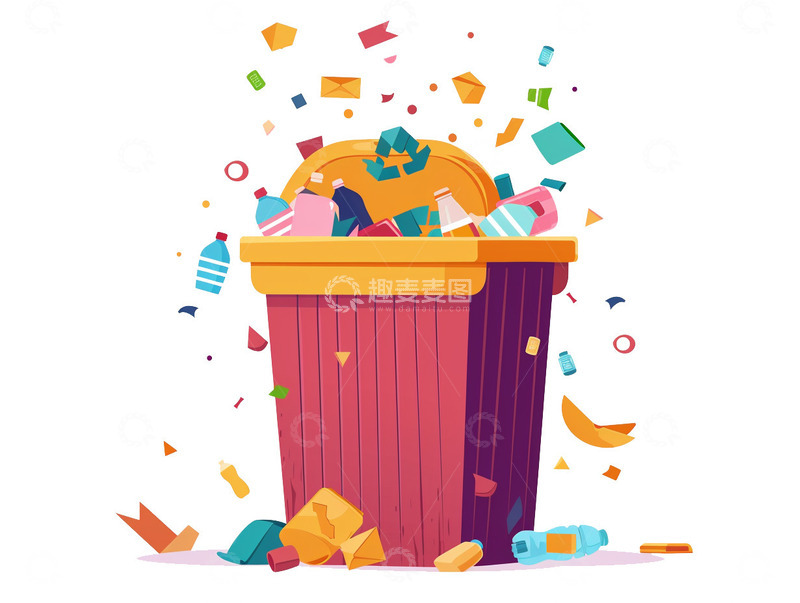 高清大图下载【趣麦麦图】不断有垃圾落下的垃圾桶