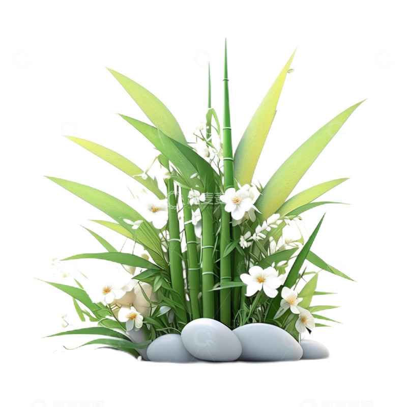 高清大图下载【趣麦麦图】3D竹子中国风