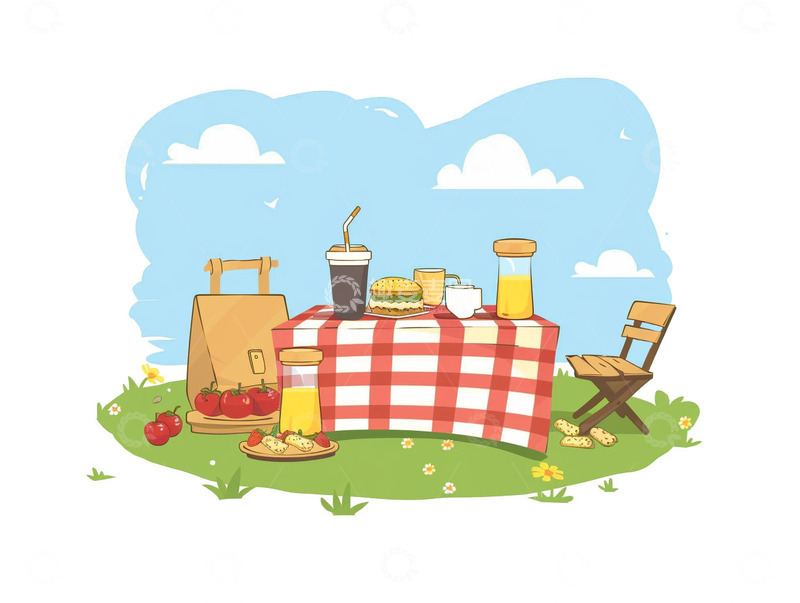 高清大图下载【趣麦麦图】-野餐卡通插画