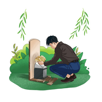 清明扫墓墓碑人物