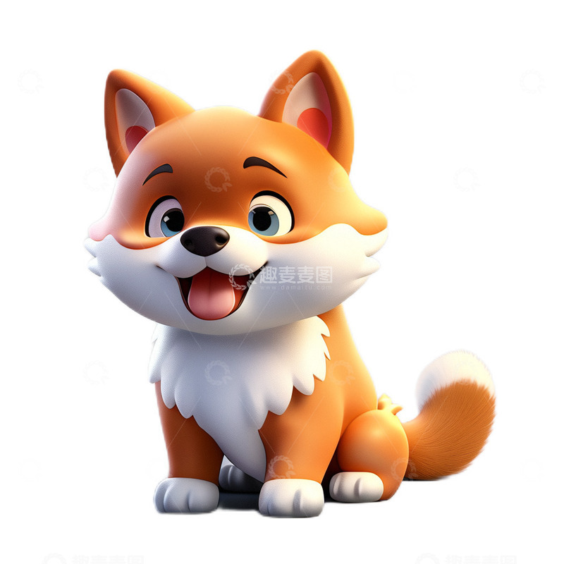 高清大图下载【趣麦麦图】可爱卡通动物3D立体柴犬