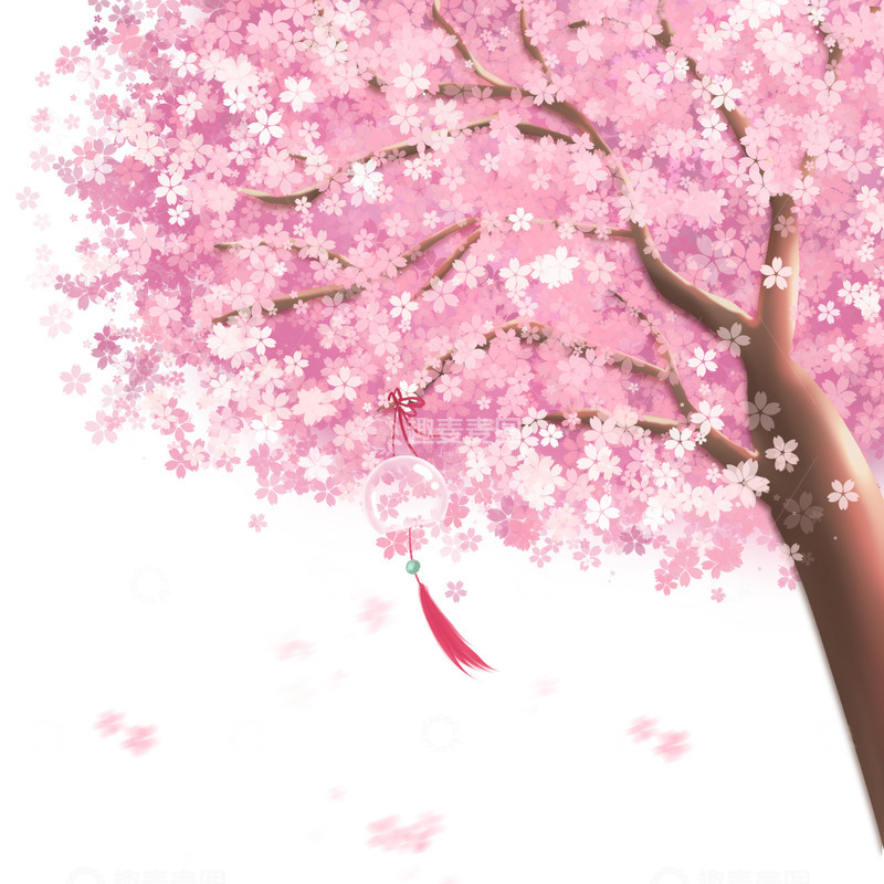 源文件下载【趣麦麦图】春天樱花树手绘樱花插画元素