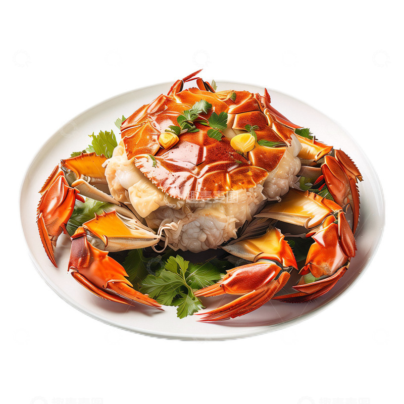 高清大图下载【趣麦麦图】3D立体食物大闸蟹中餐中秋