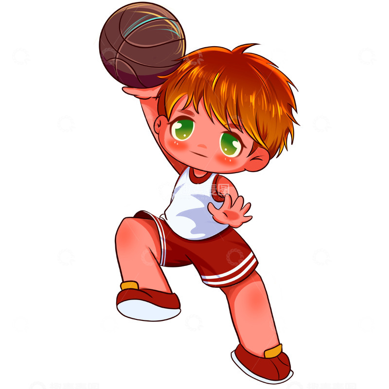 源文件下载【趣麦麦图】Q版打篮球的男孩