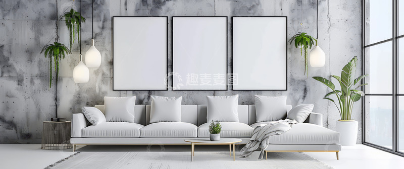 高清大图下载【趣麦麦图】家居客厅沙发促销banner背景