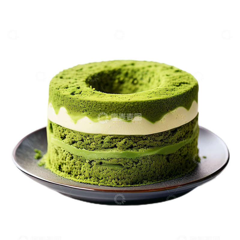 高清大图下载【趣麦麦图】西餐3D立体抹茶蛋糕甜品