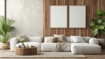 室内场景大气简约白色海报背景