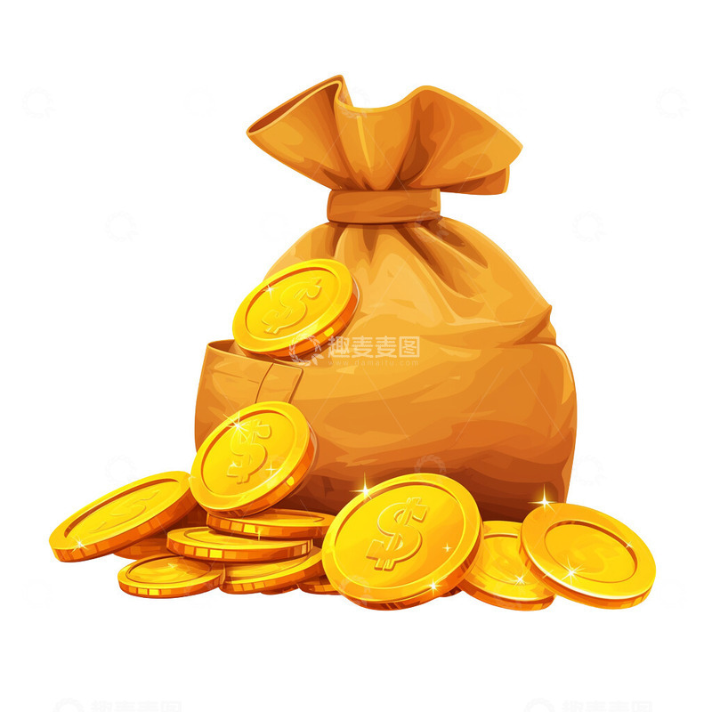 高清大图下载【趣麦麦图】装满金币的钱袋子2