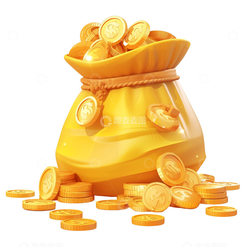 高清大图下载【趣麦麦图】装满金币的钱袋子