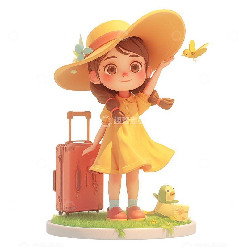 高清大图下载【趣麦麦图】外出出行带着行李女孩子