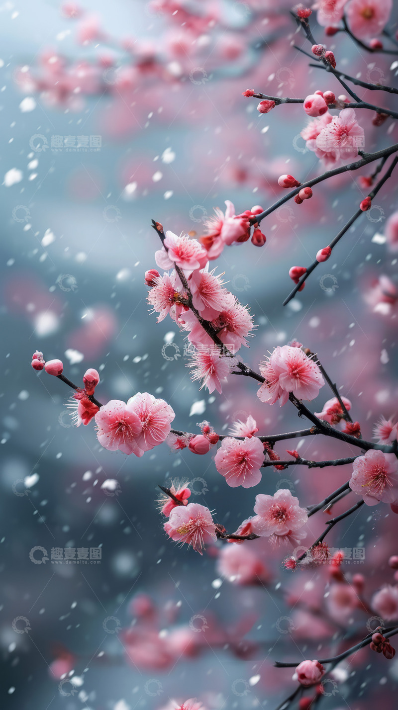 高清大图下载【趣麦麦图】-梅花枝盛开梅花花朵