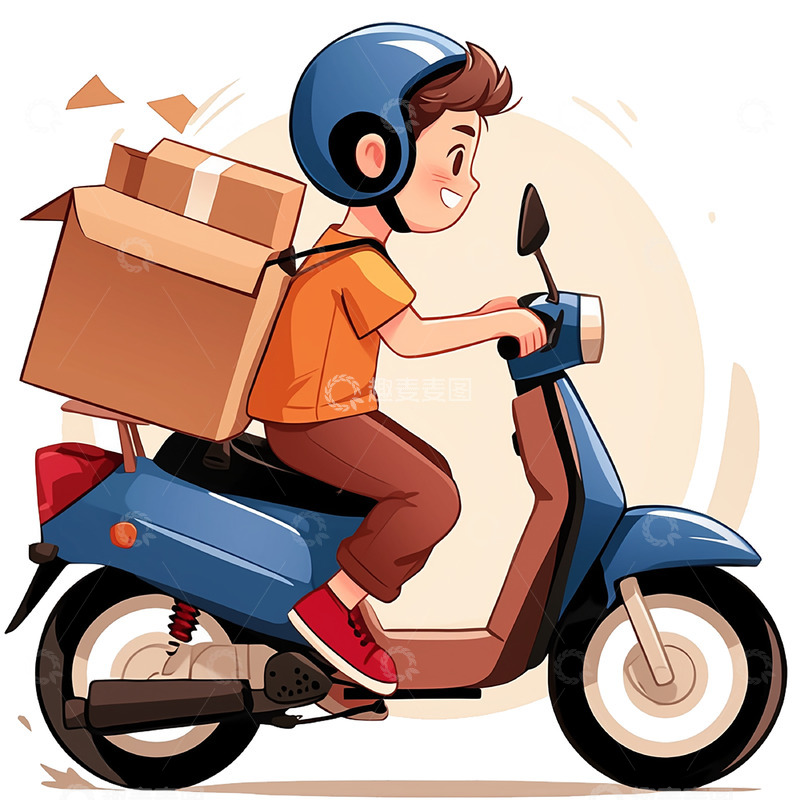 高清大图下载【趣麦麦图】送包裹的快递员卡通素材