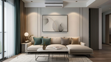 新中式背景墙白色沙发场景背景素材