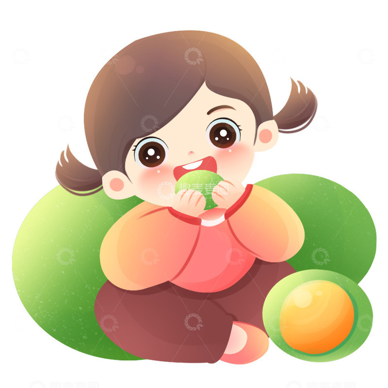 源文件下载【趣麦麦图】手绘清明节吃青团的人元素