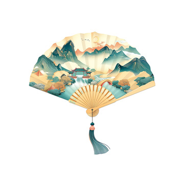 国风山水画扇子