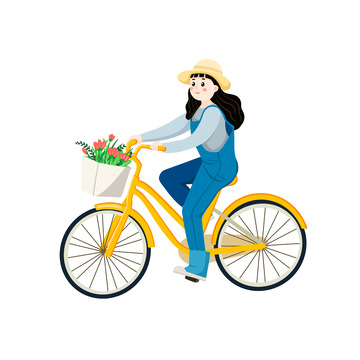 交通工具结合春游人物