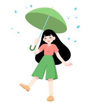 立夏女孩手拿雨伞