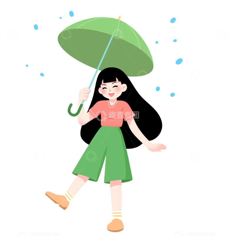 源文件下载【趣麦麦图】立夏女孩手拿雨伞