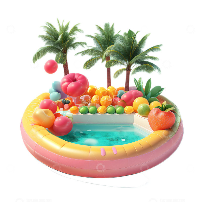 高清大图下载【趣麦麦图】夏日立体充气泳池4
