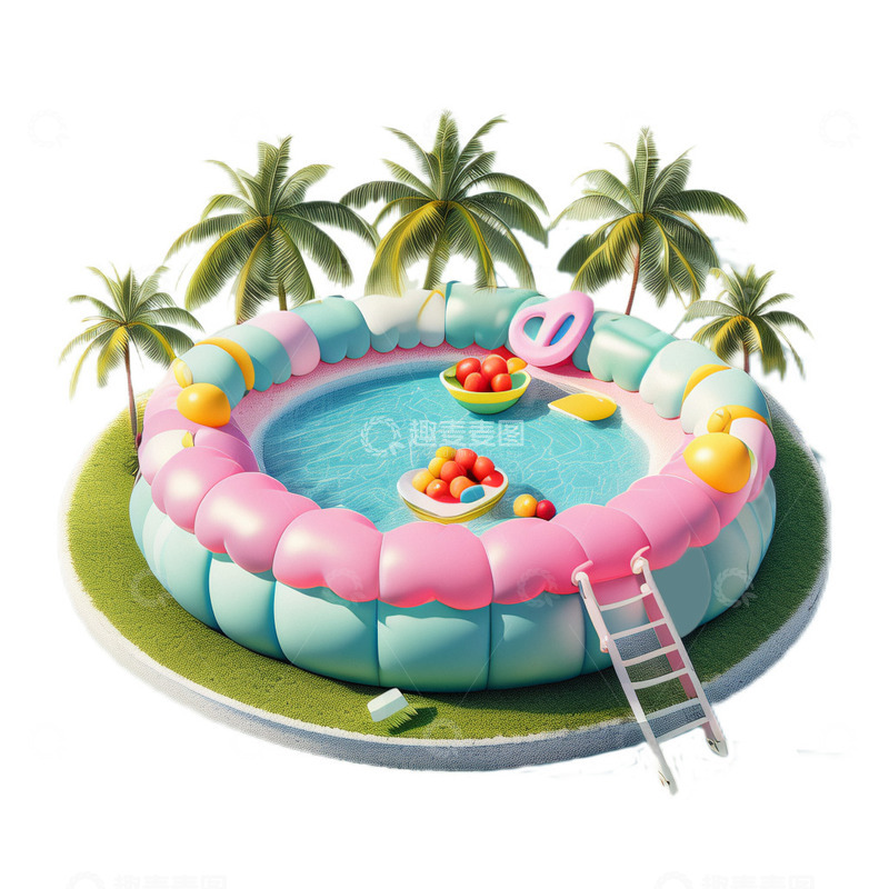 高清大图下载【趣麦麦图】夏日立体充气泳池1