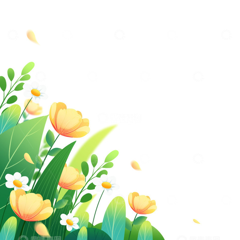 源文件下载【趣麦麦图】-春天夏天花朵植物装饰元素