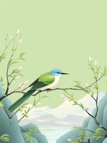 中国风春天花鸟喜鹊