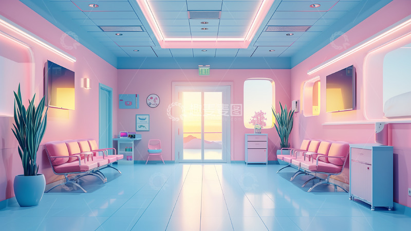 高清大图下载【趣麦麦图】粉色医院插画背景
