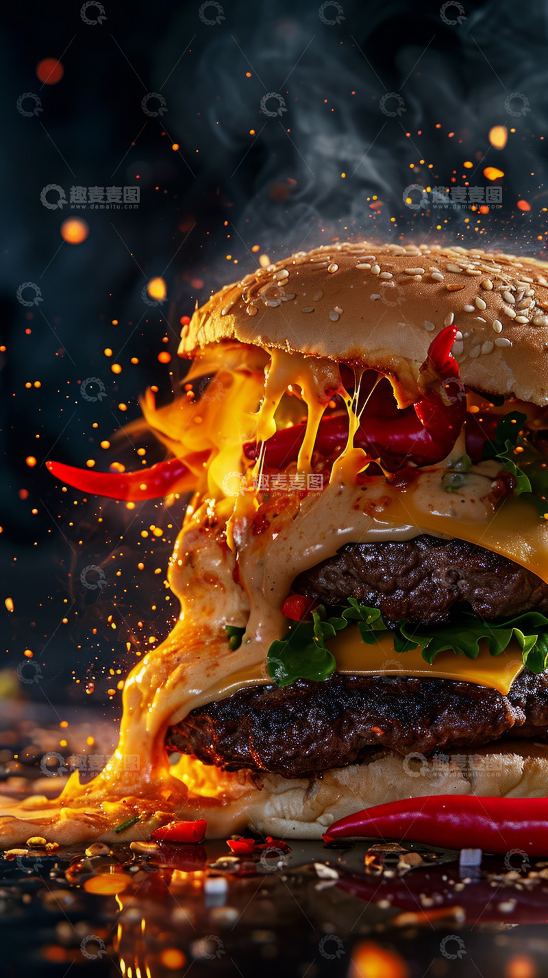 高清大图下载【趣麦麦图】-美味汉堡海报背景素材
