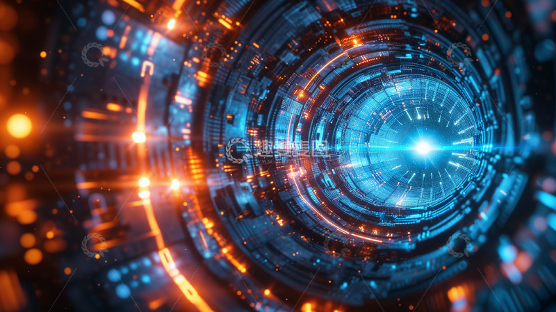 高清大图下载【趣麦麦图】蓝色商务未来动感光效海报