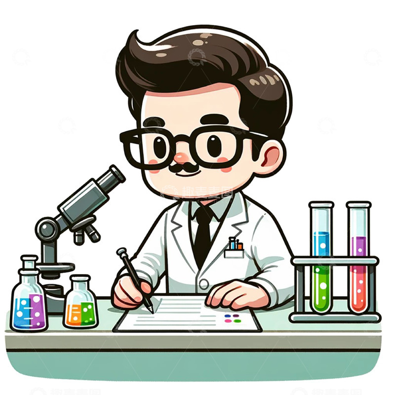 高清大图下载【趣麦麦图】卡通职业人物之科学家