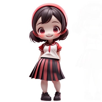 3D穿着校服的可爱女孩