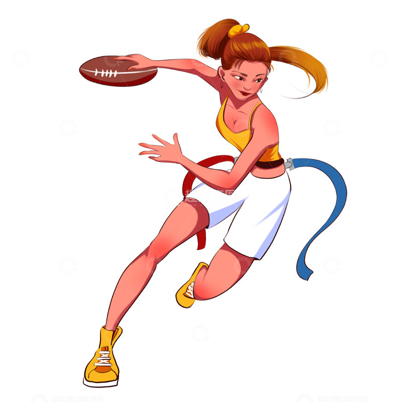源文件下载【趣麦麦图】美式腰旗橄榄球