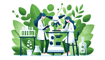 两位科学家做实验扁平插画风格