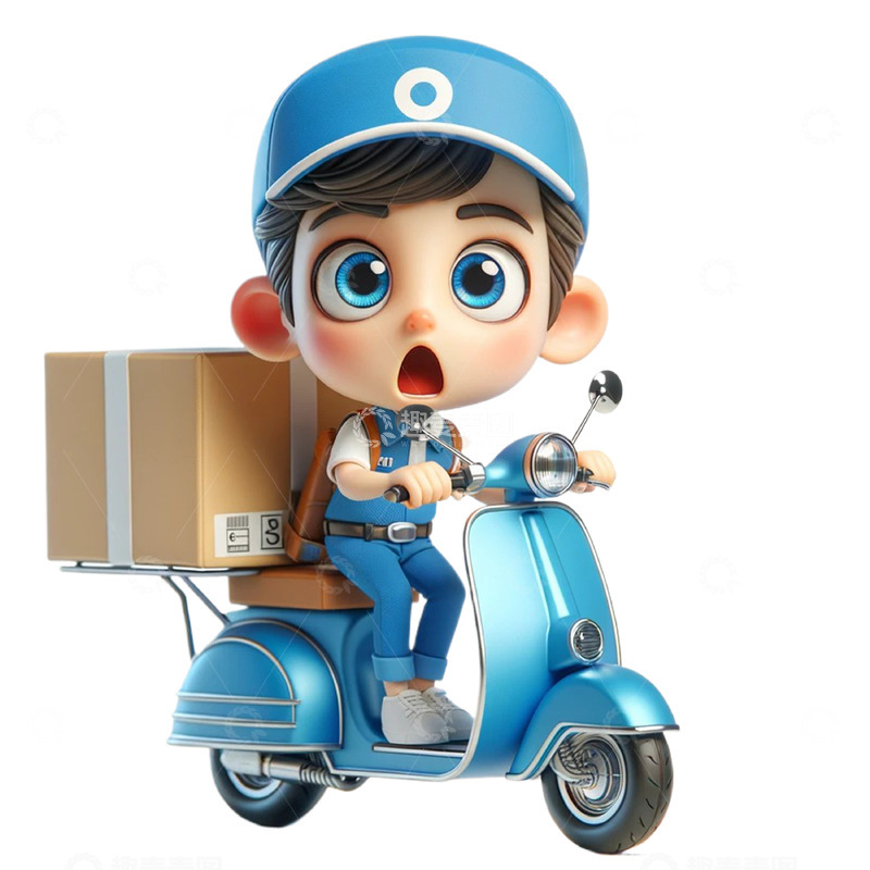 高清大图下载【趣麦麦图】可爱快递员3D人物形象
