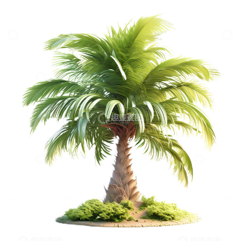 高清大图下载【趣麦麦图】3D立体夏日椰子树植物绿色