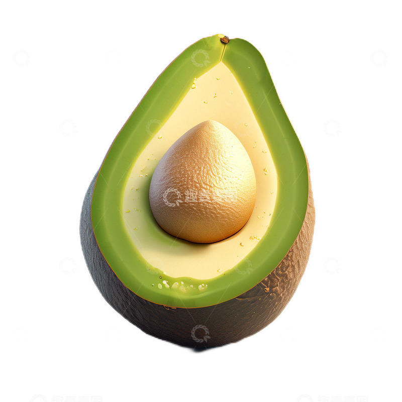 高清大图下载【趣麦麦图】3D立体可爱卡通绿色水果牛油果