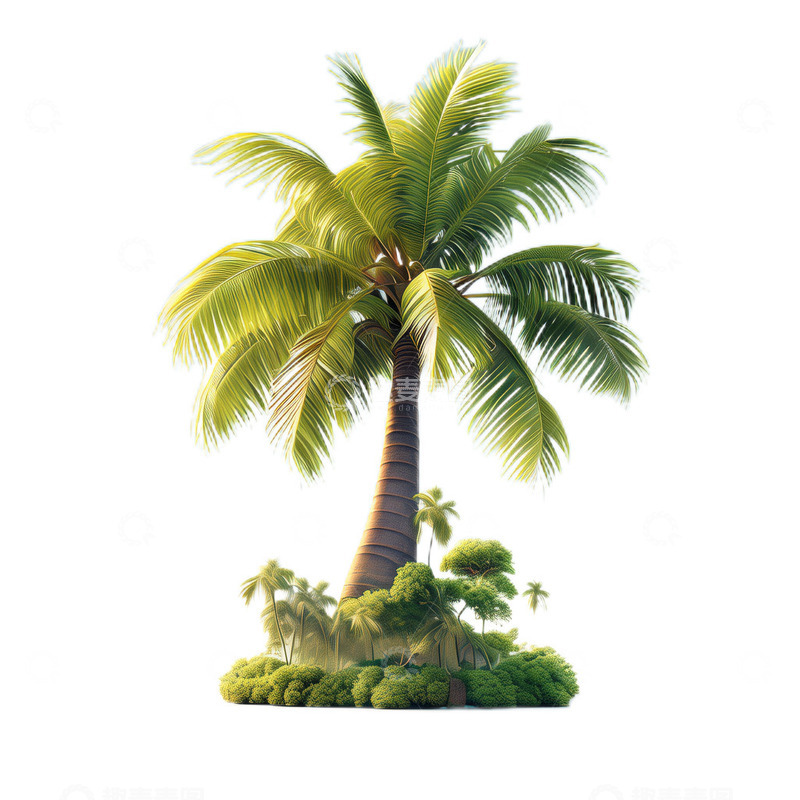 高清大图下载【趣麦麦图】3D立体夏日椰子树植物绿色热带